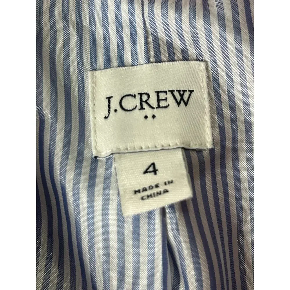 J.Crew Wool Blend Schoolboy Blazer Pink Herringbone Gold Button Size 4